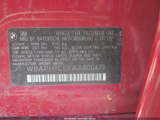 Продаж на аукціоні авто 2010 Bmw 328i, vin: WBAPH7C5XAA800479, номер лоту: 44805539
