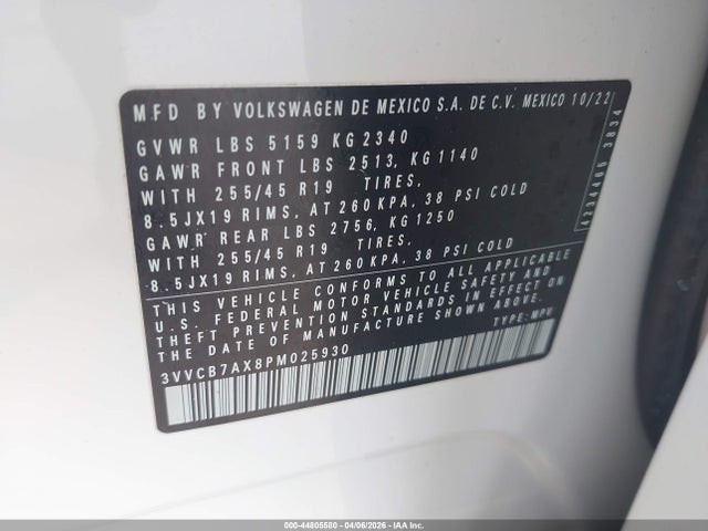 Aukcja sprzedaży 2023 Volkswagen Tiguan 2.0t Se R-line Black, vin: 3VVCB7AX8PM025930, numer aukcji: 44805580