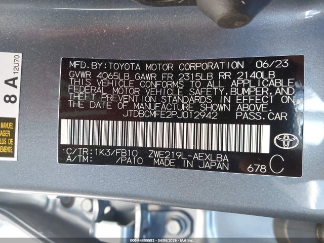 Toyota Corolla Hybrid Le 2023 JTDBCMFE2PJ012942 Image 9