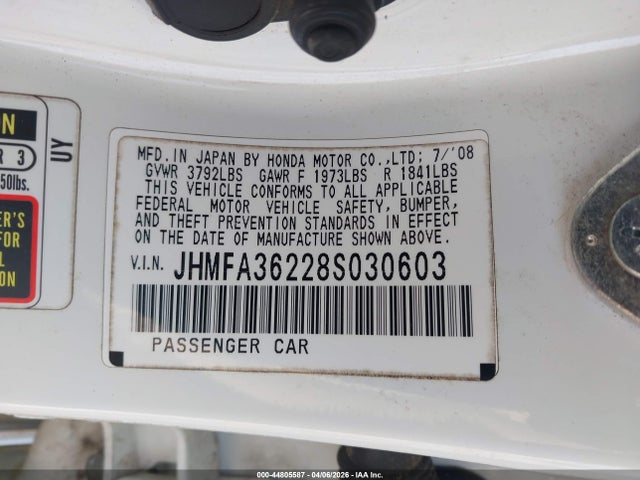 2008 HONDA CIVIC HYBRID JHMFA36228S030603 Photo 8