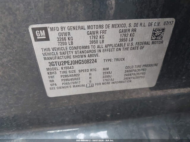 Продаж на аукціоні авто 2017 Gmc Sierra 1500 Denali, vin: 3GTU2PEJ0HG508224, номер лоту: 44805612