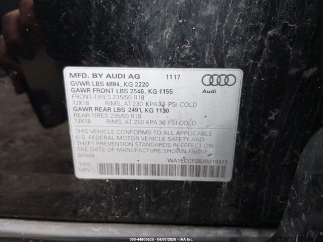 Aukcja sprzedaży 2018 Audi Q3 2.0t Premium/2.0t Sport Premium, vin: WA1ECCFS5JR019111, numer aukcji: 44805628