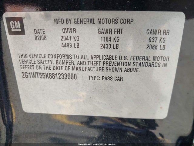2008 CHEVROLET IMPALA 2G1WT55K881233660 Photo 8