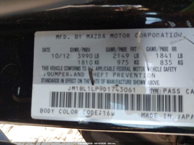 Продаж на аукціоні авто 2013 Mazda Mazda3, vin: JM1BL1LP9D1743061, номер лоту: 44805638