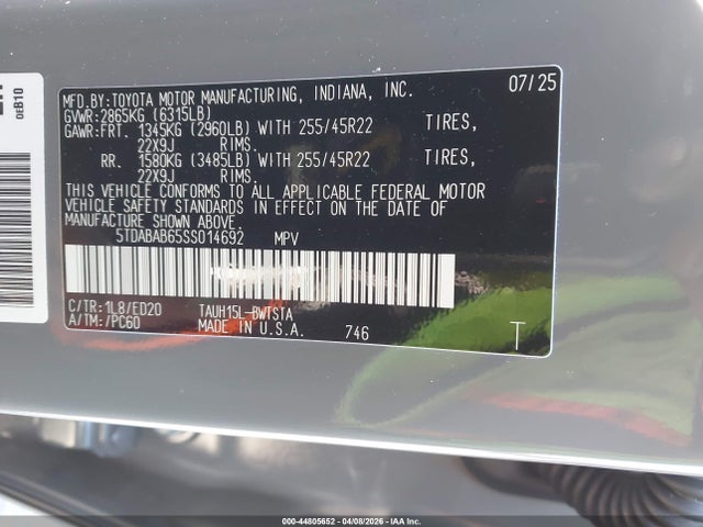 Продаж на аукціоні авто 2025 Lexus Tx 500h F Sport Premium, vin: 5TDABAB65SS014692, номер лоту: 44805652