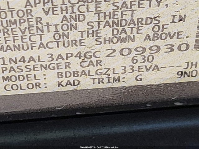1N4AL3AP4GC209930 Nissan Altima 2.5 S