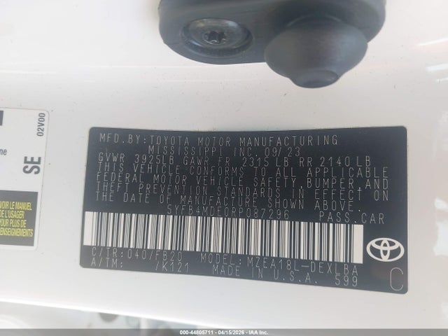 Aukcja sprzedaży 2024 Toyota Corolla Le, vin: 5YFB4MDE0RP087296, numer aukcji: 44805711