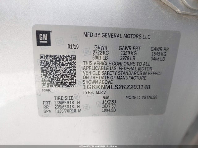 1GKKNMLS2KZ203148 GMC Acadia Slt-1
