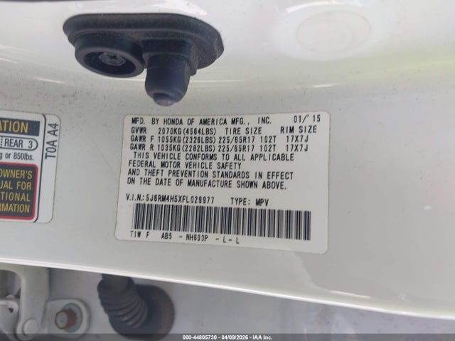 Aukcja sprzedaży 2015 Honda Cr-v Ex, vin: 5J6RM4H5XFL029977, numer aukcji: 44805730