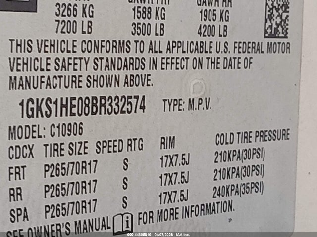 2011 GMC YUKON XL 1500 1GKS1HE08BR332574 Photo 8