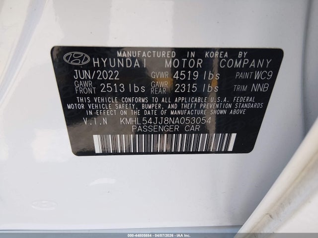KMHL54JJ8NA053054 Hyundai Sonata Hybrid Limited