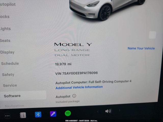 Aukcja sprzedaży 2023 Tesla Model Y, vin: 7SAYGDEE9PA176096, numer aukcji: 44805897