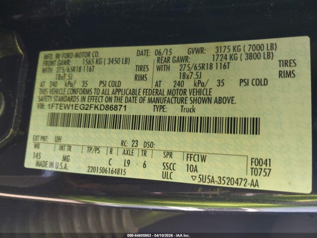 2015 FORD F-150 1FTEW1EG2FKD86871 Photo 8