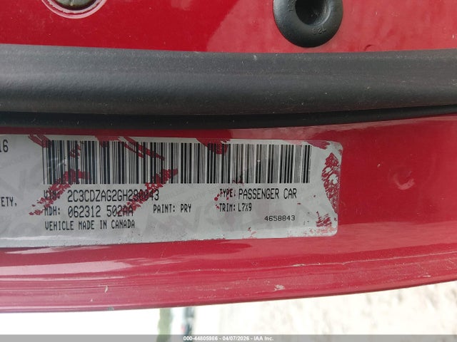 44805986 :رقم المزاد ، 2C3CDZAG2GH290043 vin ، 2016 Dodge Challenger Sxt مزاد بيع