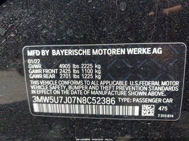 BMW M340I 2022 3MW5U7J07N8C52386 Image 9