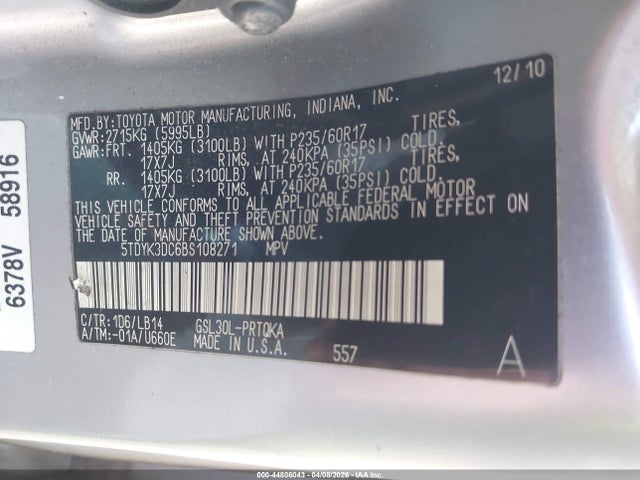 2011 TOYOTA SIENNA 5TDYK3DC6BS108271 Photo 8