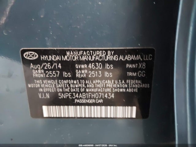 Продаж на аукціоні авто 2015 Hyundai Sonata Sport 2.0t, vin: 5NPE34AB1FH071434, номер лоту: 44806069