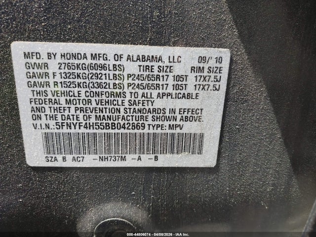 2011 HONDA PILOT 5FNYF4H55BB042869 Photo 8