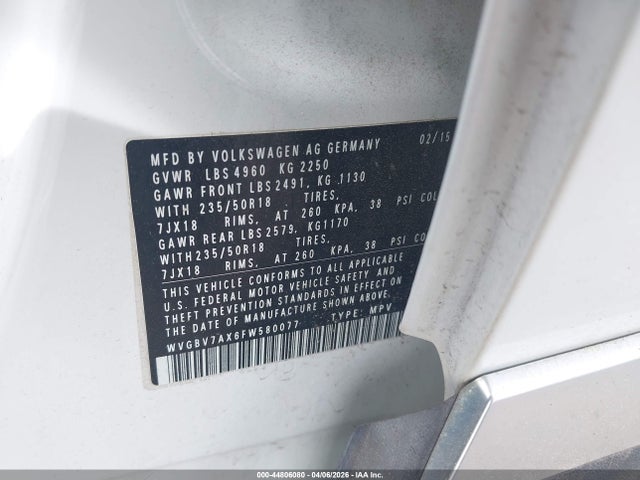 2015 VOLKSWAGEN TIGUAN WVGBV7AX6FW580077 Photo 8