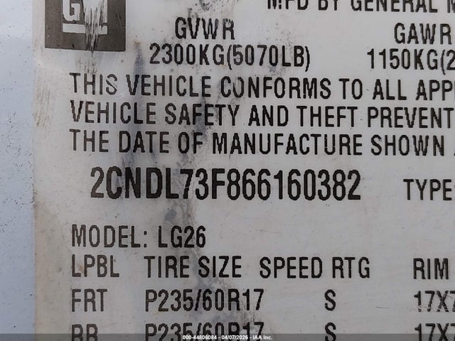 2006 CHEVROLET EQUINOX 2CNDL73F866160382 Photo 8