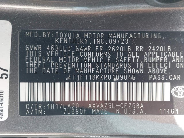 4T1F11BKXRU109045 Toyota CAMRY XLE