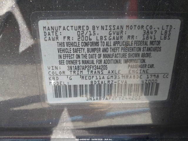 3N1AB7AP2FY244205 Nissan SENTRA SR