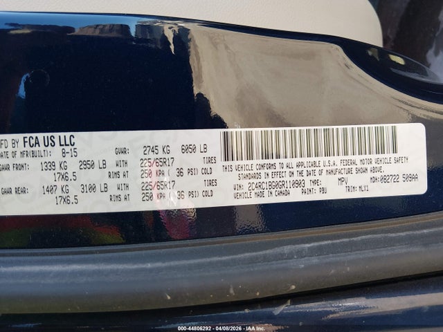 Продажа на аукционе авто 2016 Chrysler Town & Country Touring, vin: 2C4RC1BG0GR110903, номер лота: 44806292