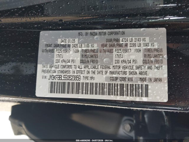 Aukcja sprzedaży 2025 Mazda Cx-5 2.5 S Select, vin: JM3KFBBL5S0623859, numer aukcji: 44806295