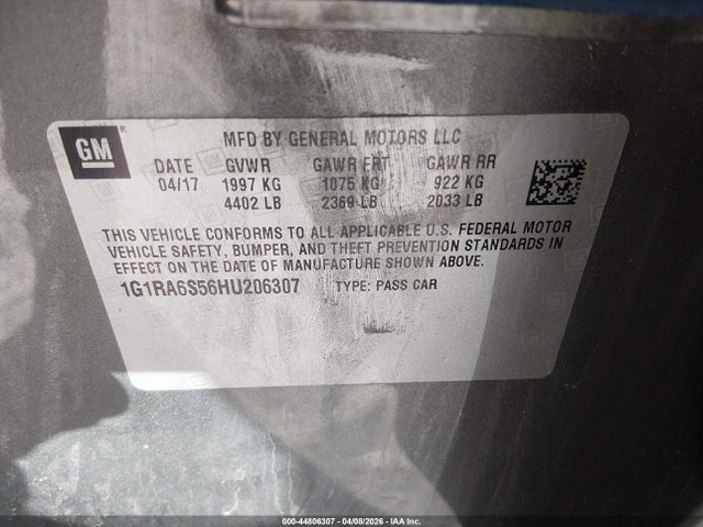 2017 CHEVROLET VOLT 1G1RA6S56HU206307 Photo 8