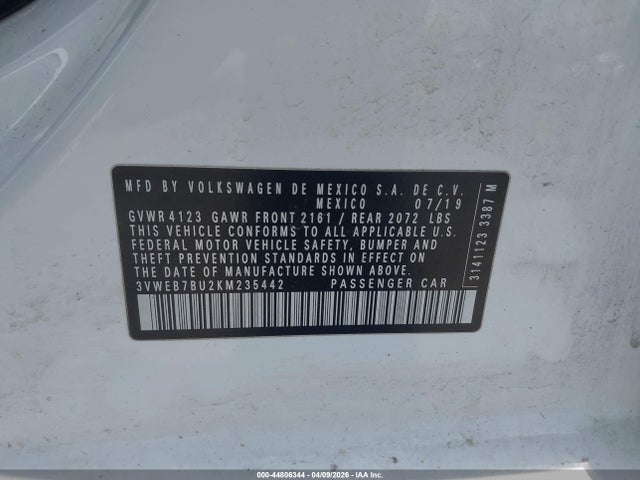 Продаж на аукціоні авто 2019 Volkswagen Jetta 1.4t Sel, vin: 3VWEB7BU2KM235442, номер лоту: 44806344