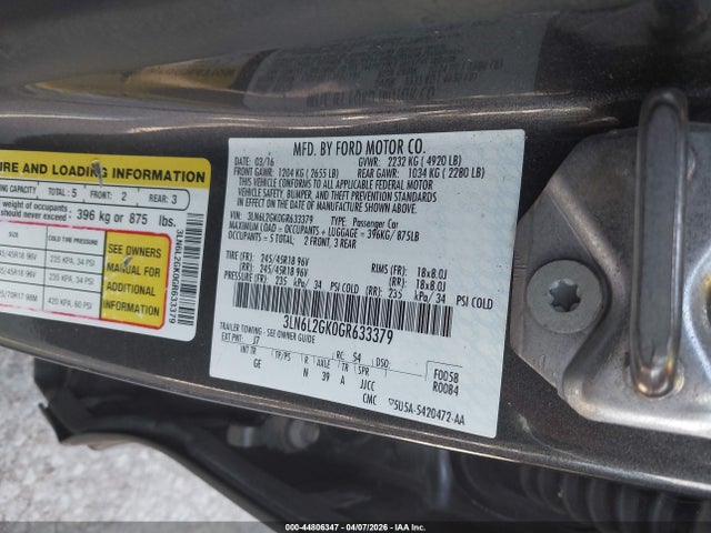 Lincoln MKZ 2016 3LN6L2GK0GR633379 Image 9
