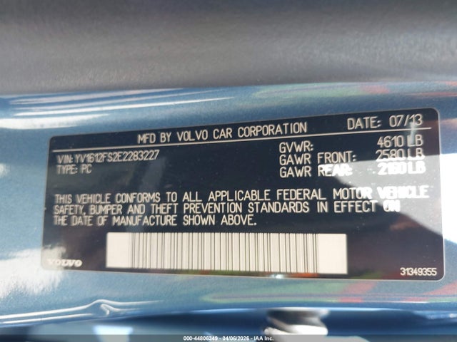 Auction sale of the 2014 Volvo S60 T5/t5 Platinum/t5 Premier/t5 Premier Plus, vin: YV1612FS2E2283227, lot number: 44806349