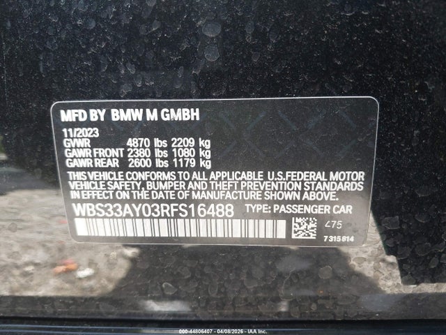 WBS33AY03RFS16488 BMW M3 Competition