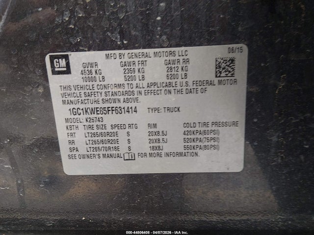 1GC1KWE85FF631414 Chevrolet Silverado 2500hd Ltz