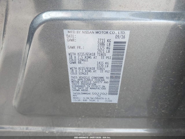 5N1DL0MM6HC502202 Infiniti QX60