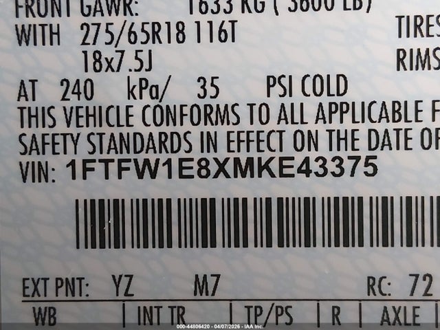 Ford F-150 Xlt 2021 1FTFW1E8XMKE43375 Image 9