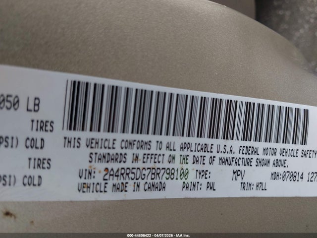 Продаж на аукціоні авто 2011 Chrysler Town & Country Touring, vin: 2A4RR5DG7BR798100, номер лоту: 44806422