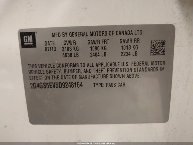 2013 Buick Regal Turbo - Premium 1 მანქანა იყიდება აუქციონზე, vin: 2G4GS5EV5D9248164, აუქციონის ნომერი: 44806435