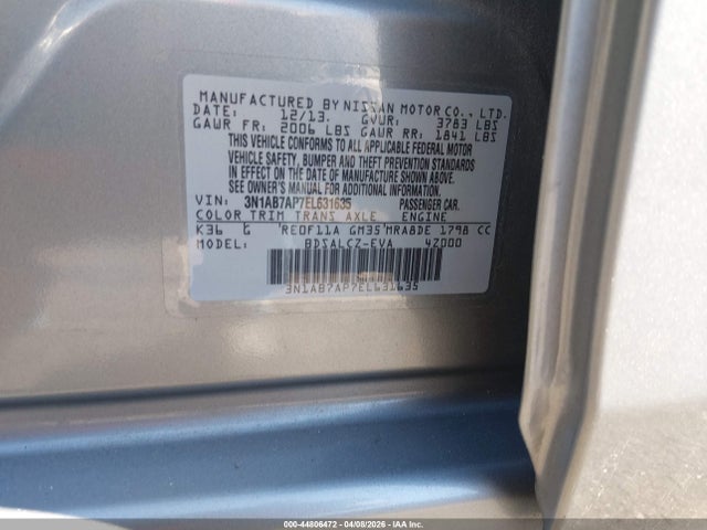 3N1AB7AP7EL631635 Nissan SENTRA S