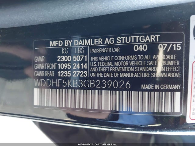 2016 Mercedes-benz E 350 მანქანა იყიდება აუქციონზე, vin: WDDHF5KB3GB239026, აუქციონის ნომერი: 44806477