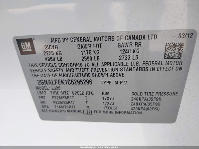 2012 CHEVROLET EQUINOX 2GNALFEK1C6295296 Photo 8