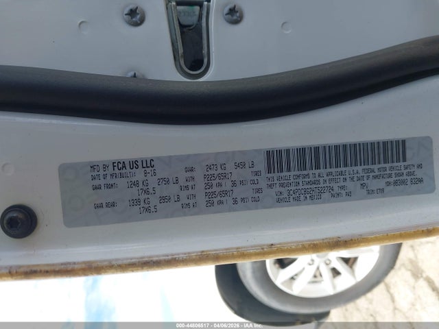 Auction sale of the 2017 Dodge Journey Sxt, vin: 3C4PDCBG2HT522724, lot number: 44806517