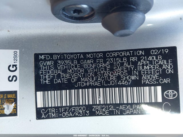 JTDHPRAE1LJ014467 Toyota COROLLA LE