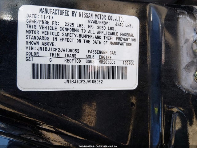 Продажа на аукционе авто 2018 Nissan Rogue Sport S, vin: JN1BJ1CP2JW106052, номер лота: 44806589