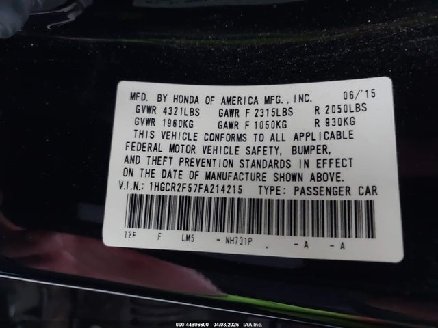 1HGCR2F57FA214215 Honda Accord Sport