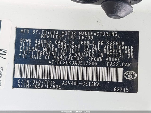 Продаж на аукціоні авто 2010 Toyota Camry Se, vin: 4T1BF3EK3AU517205, номер лоту: 44806610