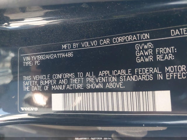 2010 VOLVO S80 YV1992AH2A1114486 Photo 8