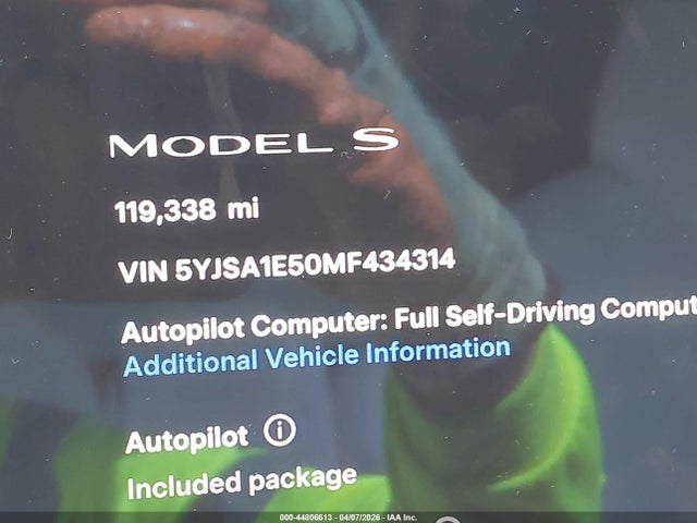 44806613 :رقم المزاد ، 5YJSA1E50MF434314 vin ، 2021 Tesla Model S Long Range Dual Motor All-wheel Drive مزاد بيع