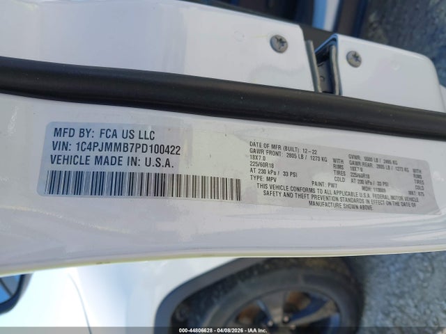 Aukcja sprzedaży 2023 Jeep Cherokee Altitude Lux 4x4, vin: 1C4PJMMB7PD100422, numer aukcji: 44806628