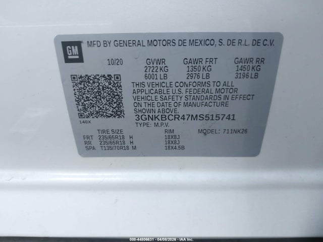 3GNKBCR47MS515741 Chevrolet Blazer Fwd 2lt
